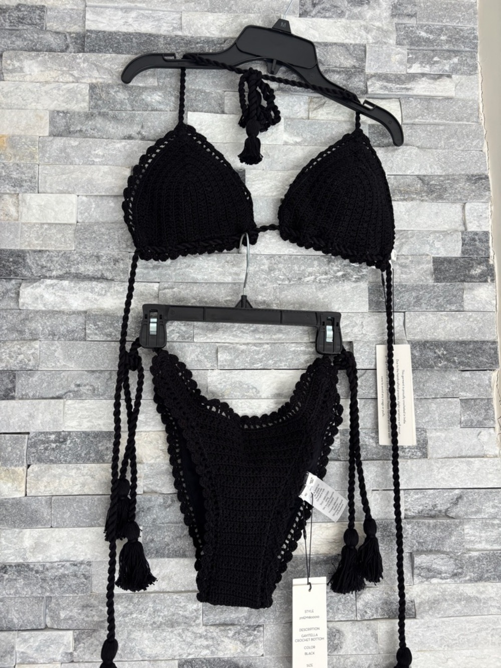 Veronica Beard new with tags women's two piece black crochet swimsuit